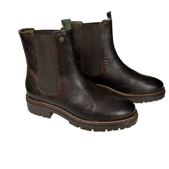 NWOB Barbour Evie Leather Chelsea Boots Lug Sole Brown Size EU 38/ UK 5 / US 7 - Picture 2 of 11